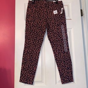 Old Navy Pink & Navy Leopard Print Pixie Pants
